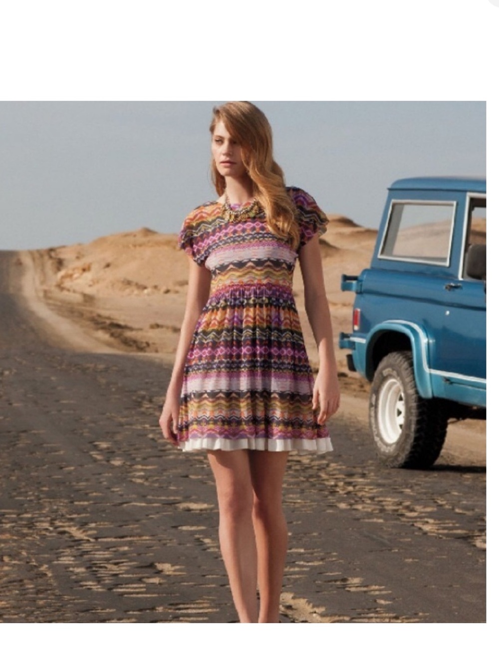 Anthropologie Women’s Short Sleeve Multicolor Patterned Dress